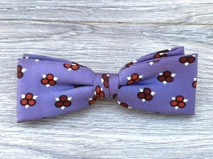 Ever Grip Mens Bow Tie Purple Red ''Cherries'' Rayon Clip On Vintage 1940s USA 