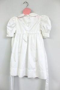 Vintage Girls Party Dress Polly Flinders Smocked White  3T Petticoat Roses - Fashionconstellate.com