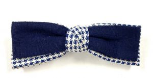 Vintage Boy’s Clip On Bow Tie 2 tone Blue/Houndstooth Rayon NYC