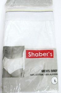 Briefs Vtg L White 1 Pairs 100% Cotton Shaber's Mens Blue Gold NIP