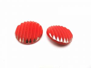 Vintage Buttons 1920s Art Deco Red Glass Silver Tipped Ridged 1'' Shank - Fashionconstellate.com