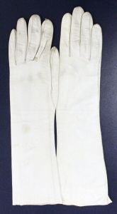 VTG White Kid Leather GLOVES WOmens 7 15'' Unbranded Long