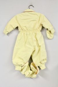 VTG 1950s Tidykins Unisex Quilted Yellow Snowsuit Bunting Dog Emblem Front - Fashionconstellate.com