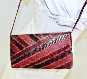 VTG David Mehler Vintage Purse Bag Reptile Clutch 1980S Womens Red Suede Block - Fashionconstellate.com