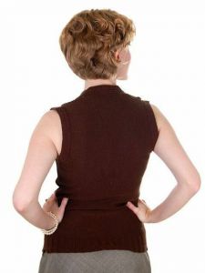 Vintage Ladies Sweater Vest Chocolate Brown Fitted V Neck 1970s - Fashionconstellate.com