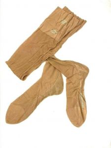 VTG Cuban Heel Stockings Carolina F/F Seamed Hosiery Rayon Chiffon Sky Dawn10 