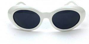 Rare 60's Original Vintage White Oval Sunglasses Womens Plastic Gray Lense - Fashionconstellate.com