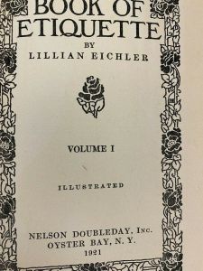 Book Of Etiquette 1921 Volume 1 Lillian Eichler First Ed. Nelson Doubleday HC  - Fashionconstellate.com