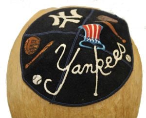 Vintage New York Yankees Yarmulke Leather Hand Painted Kippah