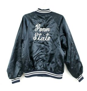 Vintage PENN STATE NITTANY LIONS Blue Satin Jacket  Size Large 42-44  - Fashionconstellate.com