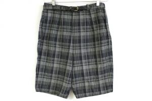 VTG 1950s Womens Shorts High Waist Size M 30'' W Gray Plaid Queen Casuals Belted
