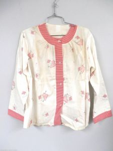 VTG NOS Pajamas Love Letters Print Sleep-ease Brand Cotton Flannel Womens M 1950 - Fashionconstellate.com