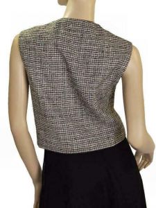 Vintage Vest Bodice B&W Raw Silk Plaid Mollie Abrahamson 1950S Medium - Fashionconstellate.com