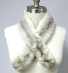 WOMENS Azurene MINK Fur Collar Slip thru With CLips  36'' Long Silver Ivory - Fashionconstellate.com
