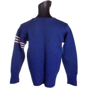 VTG Mens Knit SCHOOL Sweater Royal Blue Wool 1930s 44'' Chest White Sleeve Stripe - Fashionconstellate.com