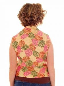 Vintage Womens Blouse Silk Print Sleeveless 1950s S-M Personal Fleur De Lis - Fashionconstellate.com