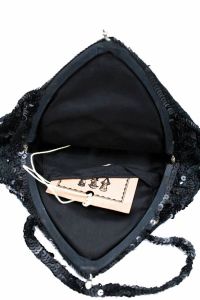 VTG 1940s Purse Black Beaded/Sequins Teardrop Shape WW2 Belgium Evening Bag - Fashionconstellate.com