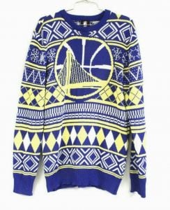 Golden State Warriors Ugly Christmas Blue Yellow NBA basketball MEDIUM Sweater