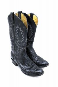 MENS PANHANDLE SLIM  COWBOY OSTRICH SKIN LEATHER BLACK BOOTS SIZE 8.5 D - Fashionconstellate.com