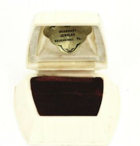 VTG celluloid ring presentation box Ivory Art Deco Purple Velvet 1920 Gearhart - Fashionconstellate.com