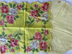 Vintage Nassan Craft Hand Rolled Hankies (2) Floral Roses NWT 1950s Yellow Red - Fashionconstellate.com