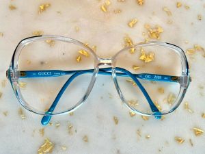 Oversized 80's GUCCI Eyeglass Frames 2103 68G Turquoise Clear 59-15-140 ITALY