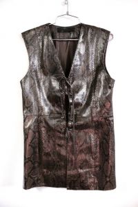Victoria Rosa Saint Tropez Genuine Python Leather Tunic Vest M $4650 Brown Black