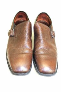VTG 1970s Mens Freeman Freeflex Shoes Buckle Brown Leather  Slip On EUC 10 D