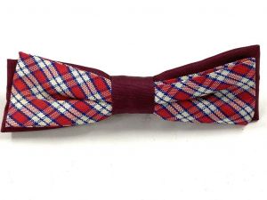 Vintage Boy’s Royal Clip On Bow Tie Plaid Red Blue  Rayon NYC
