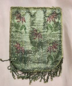 Early ANTIQUE STEEL CUT METAL MICRO BEADED  PURSE Florals 18th Century