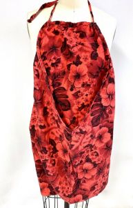 Vintage Red Black  Floral Hawaiian Halter Mini Dress Sz XS Authentic Swim Cover - Fashionconstellate.com