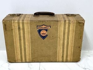 Vintage Bucknell University Suitcase Striped Tweed Brown 20''  30's 40's Luggage  - Fashionconstellate.com