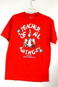 DR SUESS Teacher of All Things Universal Islands Adventure T Shirt MEDIUM NWT