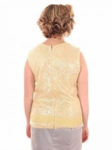 Vintage Womens Top Sleeveless Yellow Sequin Sweater Shimmy 1960s B. Altman - Fashionconstellate.com