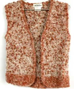 Vintage Saks Fifth Avenue Handmade Sweater Vest Italy Orange- Pink Unique Knit S