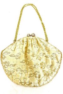 Vintage Fine Arts bag Gold Metallic Damask Convertible Clutch/Shoulder NWOT 60s