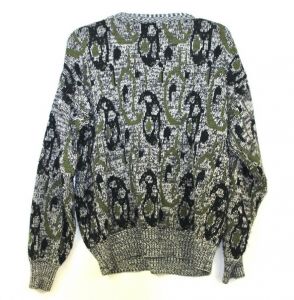 Vtg 70s Mens L Sweater Henri Valdise Cosby Acrylic Penguins Pattern - Fashionconstellate.com