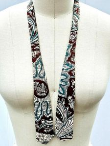 Vintage 1940's McCurrach Silk Self Bow Tie Hollywood Tie Brown Green Paisley