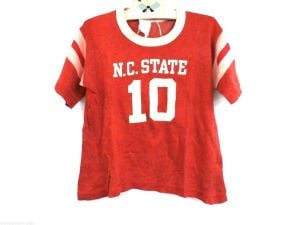Vintage Boys Shirt Football Jersey Velva Sheen Red WHite #10 N.C. State S 6-8 