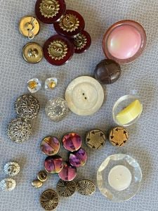 VTG Metallic Buttons Shank 40s-50s Small to large Lot of 30 Celluloid Metal More