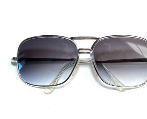 Classic Vintage Metal Aviator Sunglasses Gradient Lens Silver Made in Italy Men