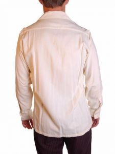 Mens Vintage Rupert Rhodes Cream Casual Shirt 1950S 40 Chest S Linen Wool Blend - Fashionconstellate.com