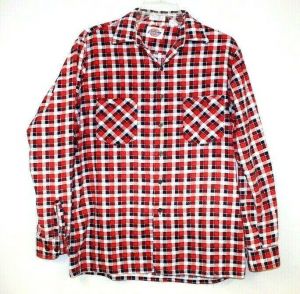 VTG Dickies Plaid Flannel Shirt M 80's woodsman hipster emo boho shabby RWB