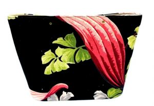 Vintage Exotic Black/Pink/Green  Barkcloth Purse Tote Bag Bucket Needs Handles - Fashionconstellate.com