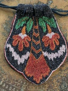 Antique 1920s Beaded Bag Made in France Colorful Floral Deco Evening Purse - Fashionconstellate.com
