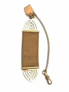 Antique Victorian Watch Chain Flat  Gold Mesh 1911 Fancy
