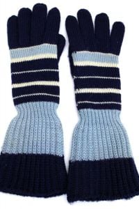 Vintage Childrens Striped Gloves Hand Knit Long 1940S