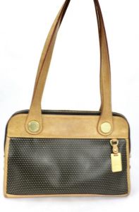VTG Dooney & Bourke *C623* East West Carpet Bag 70274963 Leather Perf 2-Tone - Fashionconstellate.com
