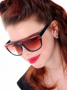 Vintage Womens Sunglasses Aviator Style 1980s Red Pearl Top 