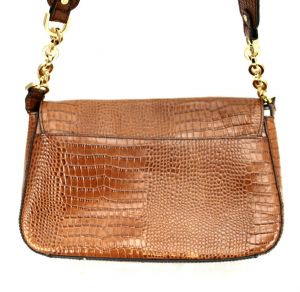  Etienne Aigner VTG Shoulder Bag Purse Croc Embossed gold Chain Strap Caramel - Fashionconstellate.com